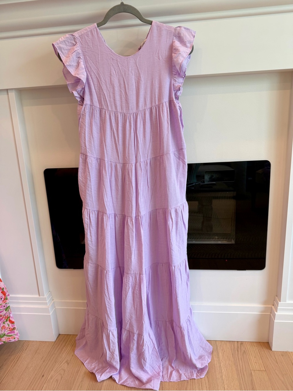 English Factory Lavender Ruffle Sleeve Tiered Maxi Dress